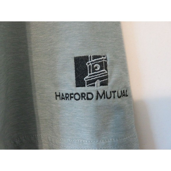 Foot Joy FJ Light Green Golf Polo Shirt Sz L Harford Mutual Logo Athletic EUC - Picture 4 of 9